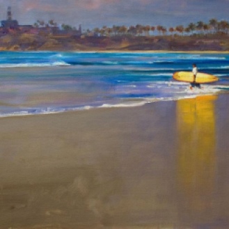 SURFER MORNING, CERRITOS oil on canvas 18 x 24 inches